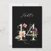 5x7 Botanical Floral Number 14, Black Table Number 招待状 (正面)