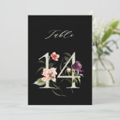 5x7 Botanical Floral Number 14, Black Table Number 招待状 (スタンド正面)