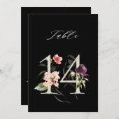 5x7 Botanical Floral Number 14, Black Table Number 招待状 (正面/裏面)
