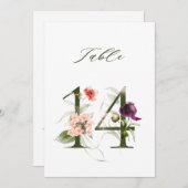 5x7 Botanical Floral Number 14, Table Number 招待状 (正面/裏面)