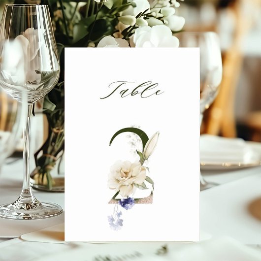 5x7 Botanical Floral Number 2, Table Number 招待状
