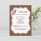 5x7 Brown Lady Bug Bursday Party招待状 招待状 (スタンド正面)