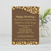 5x7 Brown Leopard Print誕生日パーティーへの招待 招待状 (スタンド正面)