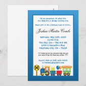 5x7 Choo Chooの列車の青い誕生日のパーティの招待状 招待状 (正面/裏面)