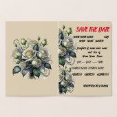 5x7 cremeバラ結婚式の招待を保存する 箔カード (内部)