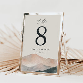 5x7" Desert Mountain Sunset Table Number Card 招待状