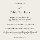 5x7" Desert Mountain Sunset Table Number Card 招待状