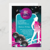 5x7 DJダンスパーティーガールキンセアニェラ招待状 招待状 (正面/裏面)