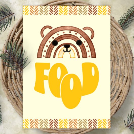 5x7 Food Station Boho Woodland Bear誕生日 ポスター