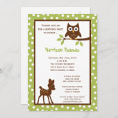 5x7 Forrestの森林動物の誕生日の招待状 招待状 (正面/裏面)