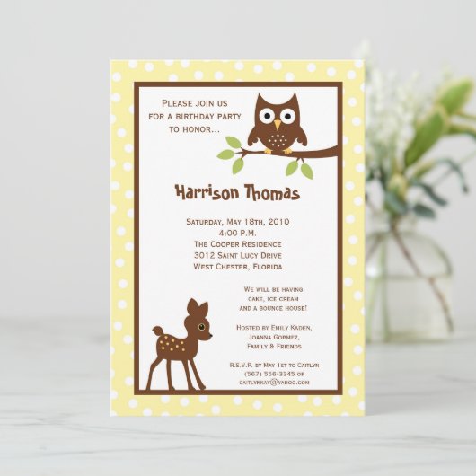5x7 Forrestの森林動物の誕生日の招待状 招待状 (スタンド正面)