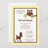 5x7 Forrestの森林動物の誕生日の招待状 招待状 (正面/裏面)