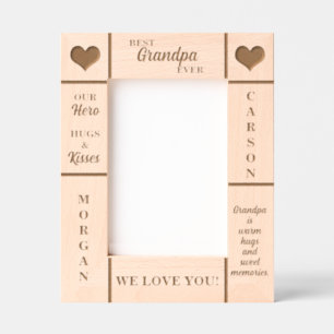 5x7 Grandpa Ever 最高の Grandkids名エッチフレーム レーザー彫刻フレーム