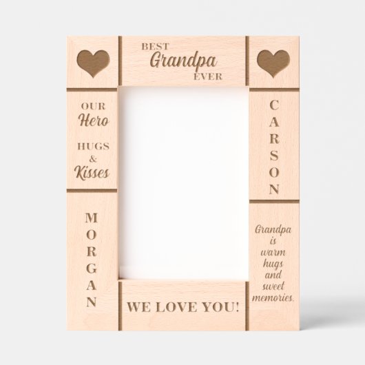 5x7 Grandpa Ever 最高の Grandkids名エッチフレーム レーザー彫刻フレーム (正面)