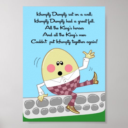 5x7 Humpty Dumpty Rhyme Kids Room Wall Art ポスター (正面)