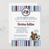 5x7 Lil Legueは球のベビーシャワーの招待状を遊ばします 招待状 (正面/裏面)