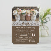 5x7 Mason Jarバラ素朴結婚式招待状 招待状 (スタンド正面)