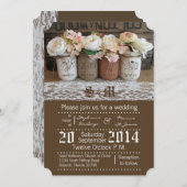 5x7 Mason Jarバラ素朴結婚式招待状 招待状 (正面/裏面)