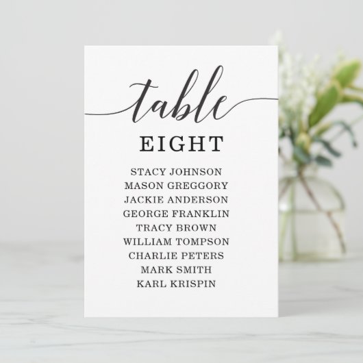 5x7 Minimal Elegance Table Numbers Seating Chart 招待状 (スタンド正面)