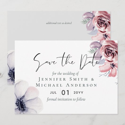 5x7 Navy Blue Coralフローラ保存日 (正面/裏面)