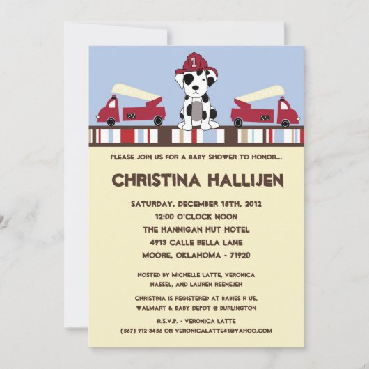 5x7 Nojo消防エンジンシャワー招待状 招待状 (正面)