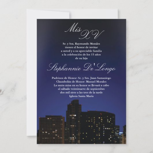 5x7 NY都市はキンセアニェラの誕生日の招待状をつけます 招待状 (正面)