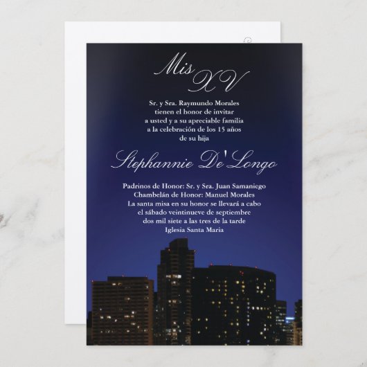 5x7 NY都市はキンセアニェラの誕生日の招待状をつけます 招待状 (正面/裏面)