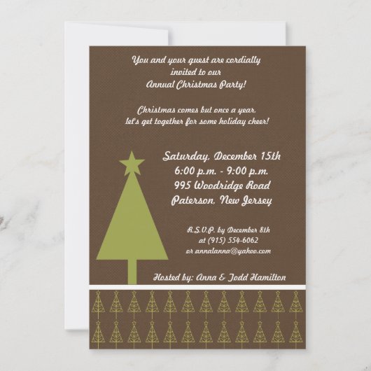 5x7 Outline Green Forest Trees Invitation 招待状 (正面)