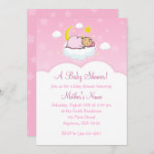 5x7 Pink Cloud Baby Girlベビーシャワー招待状 招待状 (正面/裏面)
