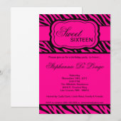 5x7 Pink Zebra Print誕生日パーティへの招待 招待状 (正面/裏面)