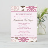 5x7 PinkPurpleレトロフラワーベビーシャワー招待状 招待状 (スタンド正面)