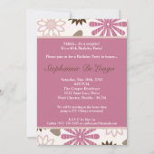 5x7 PinkPurpleレトロ花誕生日招待状 招待状 (正面)