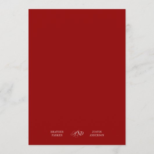 5x7" Red Bon Appetit Classic Elegant Fancy Wedding メニュー (裏面)