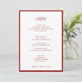 5x7" Red Bon Appetit Classic Elegant Fancy Wedding メニュー (スタンド正面)