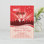 5x7 Red Danceパーティー16番目の誕生日招待状 招待状 (スタンド正面)