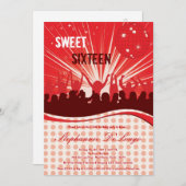 5x7 Red Danceパーティー16番目の誕生日招待状 招待状 (正面/裏面)