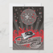 5x7 Red DJスピンターンテーブル16誕生日招待状 招待状 (裏面)