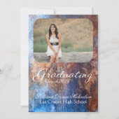 5x7 Rusted Metal Old Steel Gruシニアアナウンスメント 案内状 (正面)