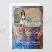 5x7 Rusted Metal Old Steel Gruシニアアナウンスメント 案内状 (正面/裏面)