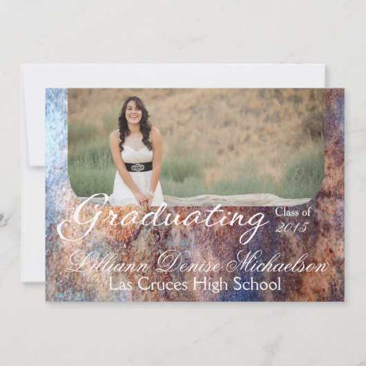 5x7 Rusted Metal Old Steel Gruシニアアナウンスメント 案内状 (正面)