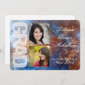 5x7 Rusted Metal Old Steel Gruシニアアナウンスメント 案内状 (正面/裏面)