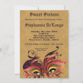 5x7 Tanマスカレードスウィート16誕生日招待状 招待状 (正面)