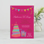 5x7 Topsey Turvyのケーキの菓子16の誕生日の招待状 招待状 (スタンド正面)