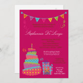 5x7 Topsey Turvyのケーキの菓子16の誕生日の招待状 招待状 (正面/裏面)