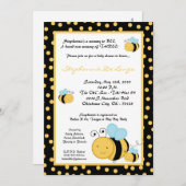 5x7 TRIPLETHoney Bumble Bee 赤ちゃん歓迎会 招待状 (正面/裏面)