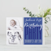 5x7 Vフォト ベビーボーイ 誕生日パーティー招待状 招待状 (スタンド正面)