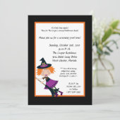 5x7 Witch on Broom Halloween Bashパーティの招待状 招待状 (スタンド正面)