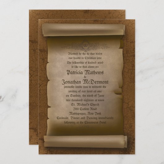 5x 7"ヴィンテージの古いペーパーゴシック様式結婚式招待状 招待状 (正面/裏面)