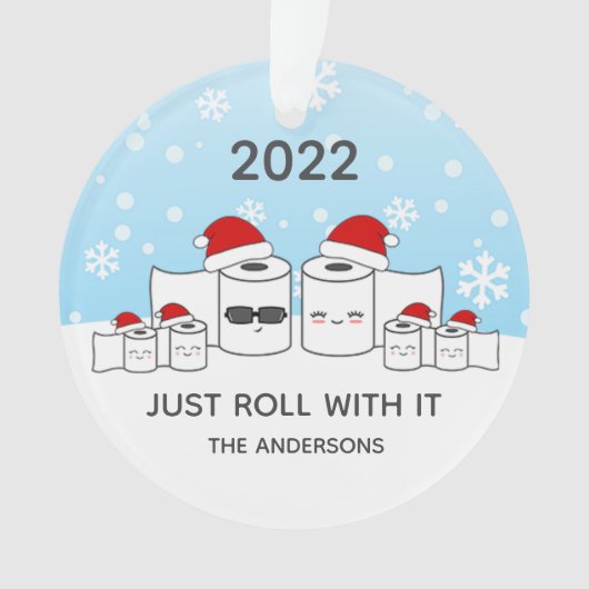 6おもしろいの転がItトイレ紙ファミリー オーナメント (正面)
