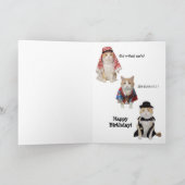 6かおもしろい国語による猫/子猫ハッピーバースデー カード (内部)